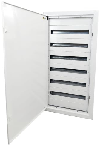 Doktorvolt Verteilerkasten Unterputz Verteiler Sicherungskasten Verteilerschrank Gehäuse aus Metall Unterputzverteiler 144 Module 6-reihig mit Tür Weiß IP30 IK07 für Installation im Haus