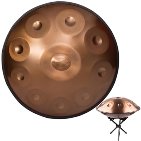 Handpan Drum Handgemachtes Handtrommel D-Moll Klanginstrument 9 Tones 10 Noten Klanginstrument Steeldrum für Anfänger Erwachsene (Color : Gold, Size : 10 notes)