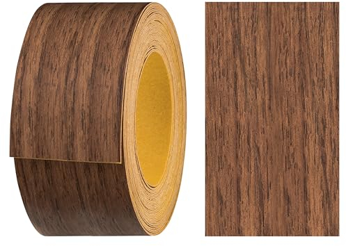 haggiy Melaminkanten-Band selbstklebend 40mm x 5m I Sicherer Halt ohne Bügeln durch Acrylkleber I Kantenumleimer, Furnier für Regalbretter/Holzplatten (Macchiato Nussbaum)