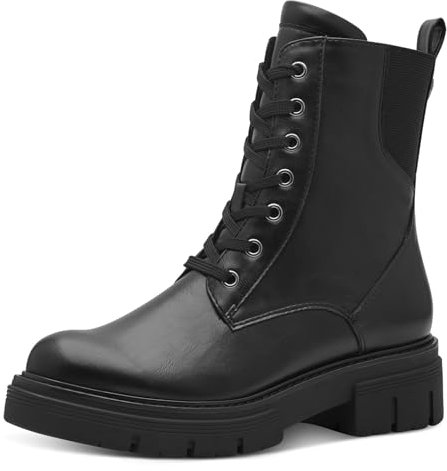 MARCO TOZZI Damen Stiefeletten zum Schnüren mit Blockabsatz mit Reißverschluss, Schwarz (Black), 40 EU