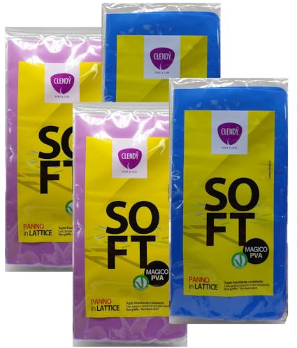 FEI FAN Panno Magico In Lattice SOFT, Super Assorbente e Resistente. Lava, Sgrassa e Assorbe In Una Sola Passata. Non Graffia, Non Lascia Aloni 30x30 (Colori Assortiti, Non Si Può Segliere) (4 Panni)