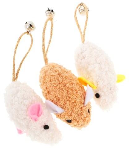 Sosoport Giocattoli Gatto Peluche Topo con Campanellini 3pezzi per Stimolare Comportamenti Naturali Animali