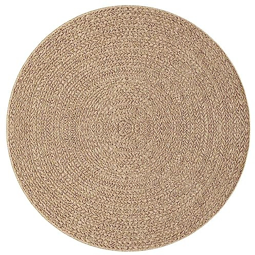 vidaXL Teppich, Teppich für Wohnzimmer Garten Balkon Terrasse, Bodenmatte Rund, Balkonteppich Terrassenteppich, Ø 200cm Jute-Optik Indoor Outdoor
