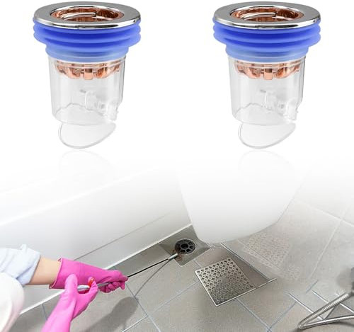 HJIAMA Bodenablaufkern 2 Stück, Deodorant Floor Drain, Magnetisches Ablaufdesign, mit ABS-Filterkorb, Geruchsstop Abfluss, Geeignet für Küche, Bad, Waschbecken