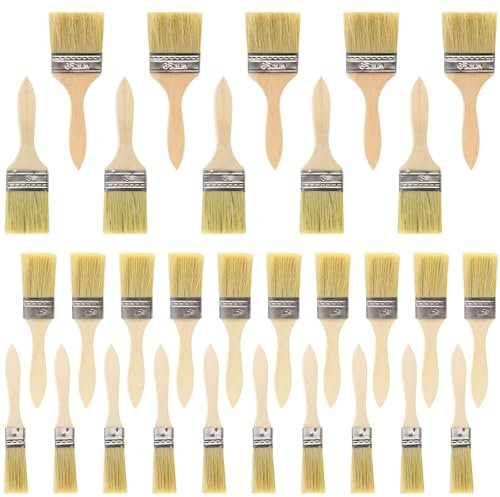 BREANIFULL 30 Pièces Pinceaux à Peinture 23/35/45/60 mm Pinceau Peinture Mur Pinceau Large Spalter Pinceaux Plat pour Meubles Ensemble de Pinceaux pour Vernis Huiles Peintures Murales