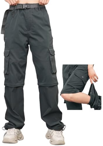 GAUASUIM Pantaloni da donna con zip rimovibile, pantaloni da escursionismo, pantaloni da esterno, ad asciugatura rapida, pantaloni da trekking, gambe staccabili, pantaloncini, pantaloni cargo
