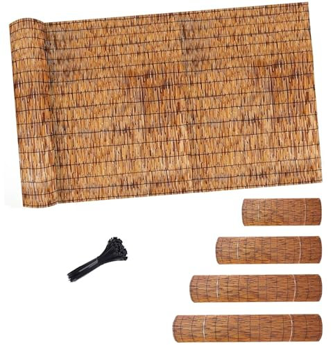 Pantalla De Caña Valla Cañizo Cerramiento De Terrazas Y Jardín Cortavientos Estera De Decoracion Marrón Cerca De Privacidad Fácil Instalación Seto De Caña
