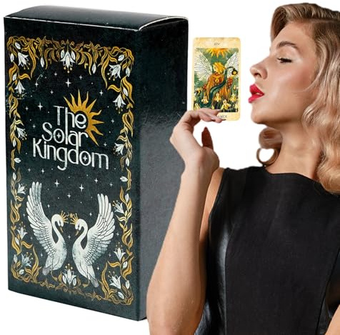 Deck de Tarot Celestial - Carta de Papel Recubierto de Tarot ilustrado | Herramientas de Adivinación compactas y ligeras Juego CardD interactivo | Fase Tarott Card para Juego de Cartas Interactivas