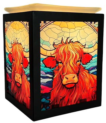 Cello Electric Wax Melt Burner - Highland Cow Design Aroma Oil Diffuser New Home Fragrance Lamp Essential Oils & Wax Melts Bedroom Living Room Decor Gift for Her Autumn Present