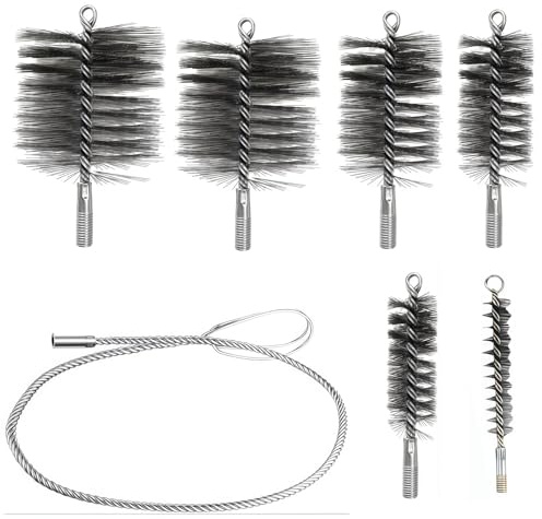 7 stycken ugnsrörborstar för rörrengöring och skorstensrengöring, rörrengöringsborste, eldstadskvast, skorstensborste, värmepanneborste, ugnsborste, för rengöring av eldstäder och värmepannerengöring