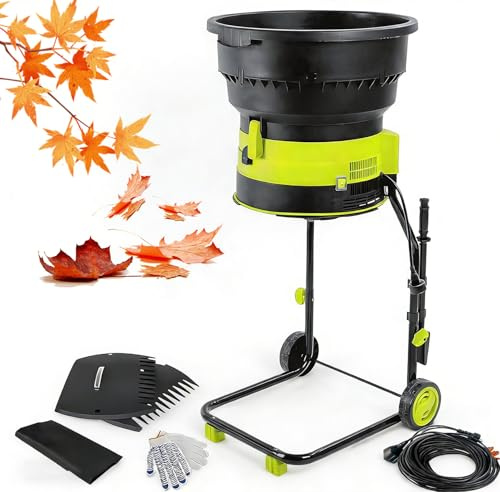 Naturalpowev Electric Leaf Mulcher Shredder Compact Corded Design with 2500W Motor at 8000RPM, 17:1 Ratio for Efficient Yard Waste Reduction | Bonus Rake Included 20m-Powercord