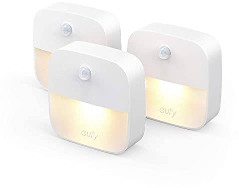 eufy by Anker, Lumi Stick-On Night Light, Warm White LED, Motion Sensor, Bedroom, Bathroom, Kitchen, Hallway, Stairs, Energy Efficient, Compact, 3-Pack