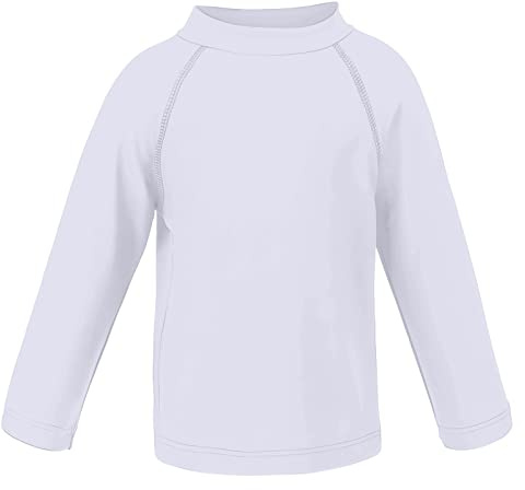 LACOFIA Traje de baño Infantil Camiseta de baño de Manga Corta para niños Rashguard con protección Solar Secado rapido Blanco 152