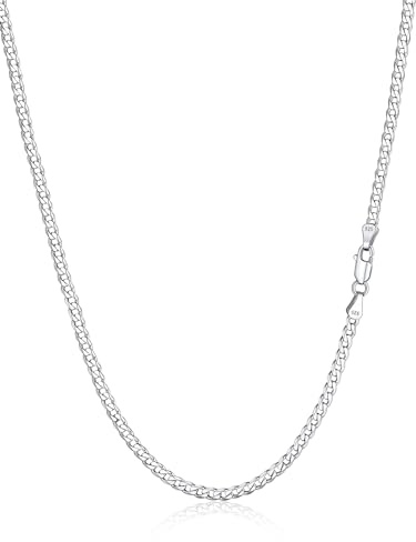 Silvora Cadena Plata Hombre Platino Plateado Collar Simple Minimalista sin Colgante 3mm 71cm Cadena Cubana Plata de Primera Ley 925