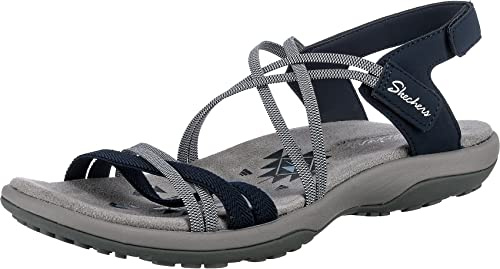 Skechers Damen Reggae Slim Takes Two Sandals, Navy Gore Durabuck White Trim, 39 EU