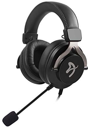 Arozzi Aria Gaming Headset with Detachable Microphone 50mm Drivers Microphone Mute Button Volume Control Aluminum Frame and 7.25 ft Braided Cable - Black