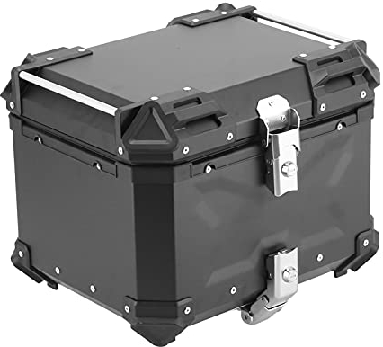Motorrad Tour Heckbox, 45L Universal Aluminium Motorrad Kofferraum Topcase, wasserdichte Schwarze Motorrad Top Box Zur Gepäckaufbewahrung, für Honda, für Kawasaki, für Suzuki, für Yamaha, für