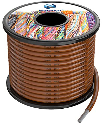 5.3mm² 10awg Silicone Electrical Wire Cable 8 Meters Brown 10 Gauge Hookup Wires kit Stranded Tinned Copper Wire Flexible and Soft High Temperature Resistance