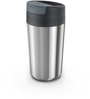 Joseph Joseph Sipp, Taza termo para llevar café y té, vaso térmico con tapa, a prueba de fugas, aislante, sin BPA- 454 ml, Acero Inox