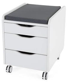 Creo Rollcontainer Metallschrank Mobiler Aktenschrank Druckertisch | Abschließbar 3 Schubladen Unterschrank | Caisson Aufbewahrungsschrank Bürocontainer Standcontainer (Weiß/Anthrazit)