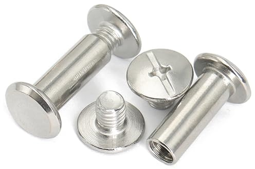 Chicago-Schrauben, 60 Sets, M2 x 4 mm, Edelstahl-Nietschrauben, Bindeschrauben, Pfosten für selbstgemachtes Leder, Möbel, dekorative Taschen und mehr