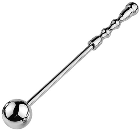 BDSMLOVE Anal Plug Butt Plug, Stainless Steel Ball Anal Plug with Extended Handle, Anal Beads Plug Prostate Adult Toys Anal Sex Toys for Men Women (M)