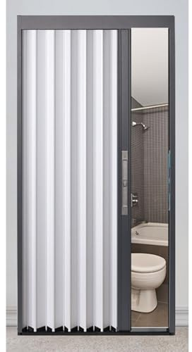 Portes coulissantes pliantes de 203 cm pour buanderie, douche, salle de bain, terrasse avec fermeture aimantée, élégante pour porte de cuisine (172,7 x 203,2 cm)