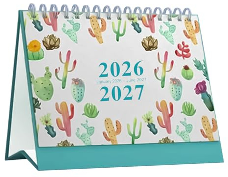 Calendario de escritorio 2026, semanal diario de 18 meses con notas, calendario de patrones de plantas, decoración de escritorio, para agenda de citas, planificación en casa, oficina, aula, profesor