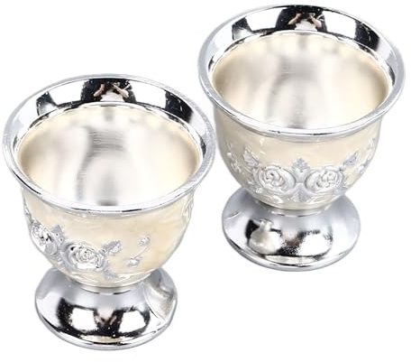 Pongnas 2-Pack Silver Vintage Cups Retro Metal Bägare för Hem Restauranger Kaféer Barer