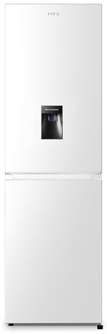 HYE Fridge Freezer - 50/50 Freestanding Fridge Freezer, 182.4cm Height, 55cm Width, 256 Litre Capacity, Total No Frost & Non-Plumbed Water Dispenser, White - RF01FF256W18