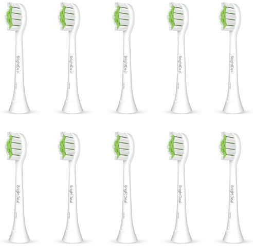 BrightDeal Testine di Ricambio per Philips Sonicare Spazzolino – Testine di Ricambio Elettriche Compatibili con Sonicare HealthyWhite, Confezione da 10 Pezzi, Bianco