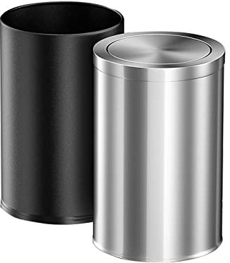Bote De Basura De Acero Inoxidable Con Tapa Abatible Papelera PequeñA De Doble Capa Bote De Basura Para El BañO Cubos De Basura De Cocina, 2.4 Galones