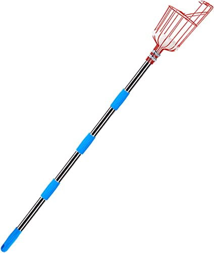 Bseical Obstpflücker mit Teleskopstiel, Apfelpflücker Korb Teleskopstange 1.6/2.4/3.6m, Kirschpflücker Erntehelfer Obst Pflücker, Obstfänger Greifer Äpfeln Beeren Garten Obsternter Metall (1.6m)