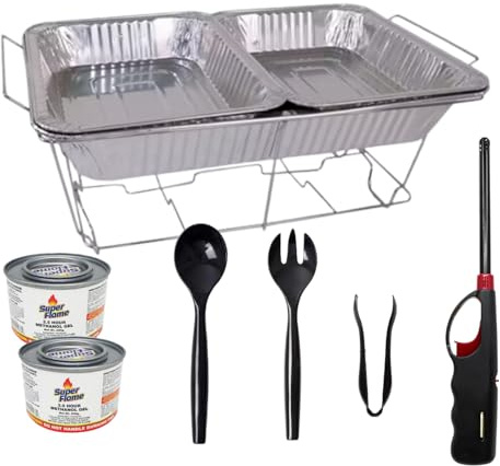 10 Piece Party Serving Kit Includes Chafing Kits and Serving Utensils For All Types Of Parties And Events | Disposable Party Set, Includes One Handi Lighter