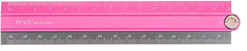HARFINGTON Folding Straight Ruler 30cm Metric Aluminum Alloy Ruler with Angle Line Geometric Measuring Tool for Children Architects Study Classroom Office, Hot Pink