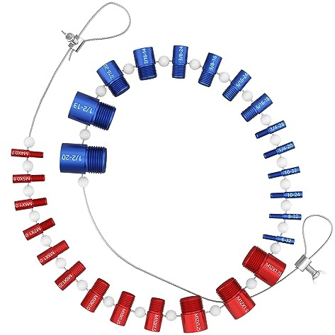 [Patent] CKE Upgraded Nut & Bolt Thread Checker (Inch & Metric) Detachable Wire Loop Design - 26 Male/Female Gauges - 14 Inch & 12 Metric Detachable Nut and Bolt Thread Size Checker Identifier Gauges