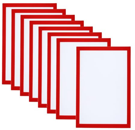 PATIKIL A4 Portafotos Magnético 8 Uds Portafotos Magnéticos Autoadhesivos Marco de Exhibición Magnético Reutilizable de Doble Cara Rojo