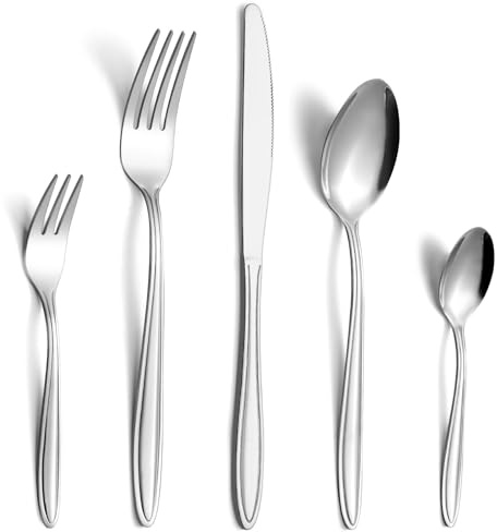Gifcomda rostfritt stål bestickset, 30 delar, högglanspolerat, kniv, gaffel, sked, diskmaskinssäker för 6 personer