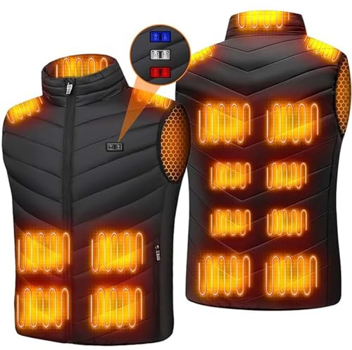 MAYFABD Veste Chauffante Gilet Chauffant Electrique Homme Femme avec 15 Zones de Chauffe Blouson Doudoune sans Manche VêTements Hiver pour Ski Plein Air RandonnéE Hiver Moto Chasse