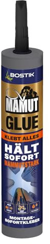 BOSTIK MAMUT GLUE Weiß - Hybrid-Universalklebstoff, Flexibler Montage-Sofortkleber auf Alle Materialien, Für Innen und Außen sowie unter Wasser und unter Extremsten Witterungsbedingungen, 450g