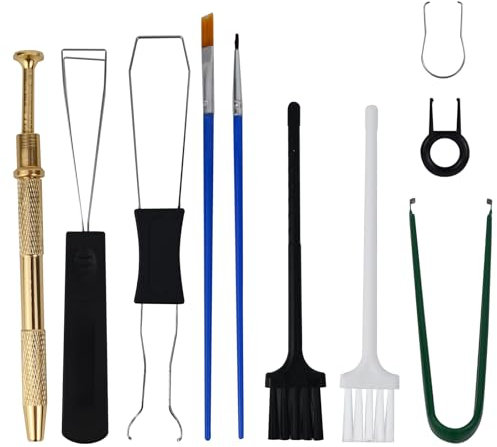LHOEST Keycap Puller Set 10 PCS Keycap Remover Puller Tastatur Reinigungsset Keyboard Cleaning Kit Abzieher Tastenkappen Entferner Werkzeug Set Keycap Switch Puller Remover mit Tastaturbürste Pinzette