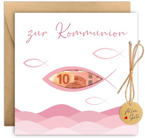 BOYATONG Regalo de dinero para comunión, embalaje con sobres, regalos de comunión para niñas, regalos geniales para comunión, tarjetas de comunión, regalo de dinero para niñas