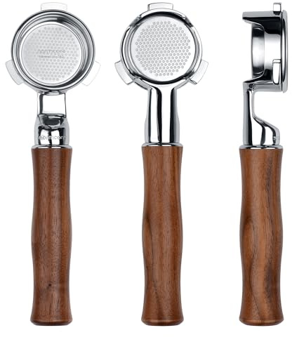 Normcore 54mm Bottomless Portafilter with 18g Precision Filter Basket, Fits Breville 54mm Machines Including Bambino Plus BES500, Genuine American Walnut Handle