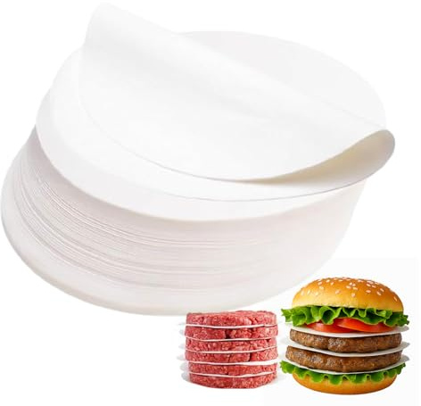 Hugwish 1000 Pezzi Carta Oleata Per Hamburger,Carta Da Forno Rotonda 9 Cm, Carta Per Alimenti,Carta Forno Fogli Separatori, Per Pressa Per Hamburger, Tortini Per Hamburger (1000, 9cm)