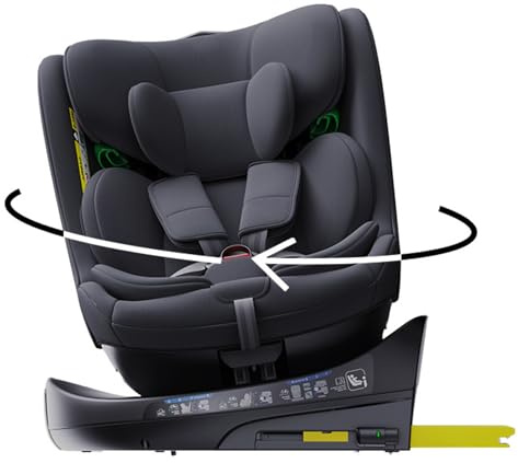 ALYIKOU i-Size Girevole 360, Seggiolino Auto 0-36 Kg, 0-12 anni, ISOFIX con Top Tether, Seggiolino Reclinabile 6 Posizioni, 12 Posizioni Poggiatesta