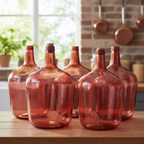 Garrafa Damajuana de Vidrio Rojo 12L – Botella Grande y Resistente – Ideal para Decoración, Bebidas o Fermentación – Acabado Elegante y Colorido