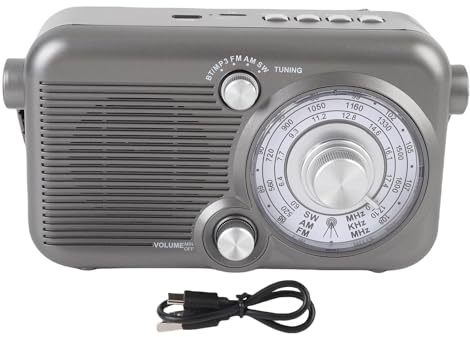 Mumusuki Bärbar AM FM-radio, 5.3-radio i Retrostil med USB-uppspelning och Minneskortplats, för Utomhusaktiviteter med Surfplatta