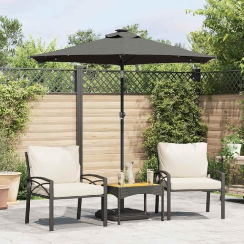 Mokuyary Parasol de Jardin LED et mât en Acier Anthracite 225x225x212 cm, Parasol de Extérieur pour Terrasse, Piscine, Plage, Restaurants, Balcon