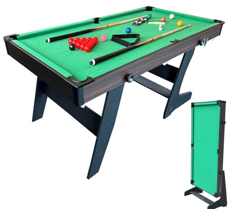 6FT Snooker Table Folding Pool Table Set Steady Space Saving Billiards Table with All accessories, Great for Kids and Adults 176L x 90W x 79H CM