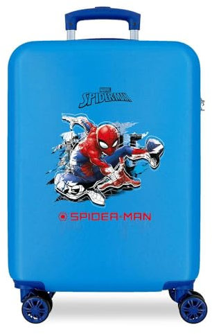 Marvel Spiderman Geo Blue Cabin Suitcase 37 x 55 x 20 cm Rigid ABS Combination Lock 34 Litre 2.6 kg 4 Double Wheels Hand Luggage